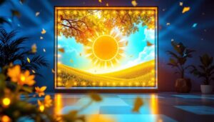 A photograph of a vibrant led display showcasing luminate solar's innovative solar technology