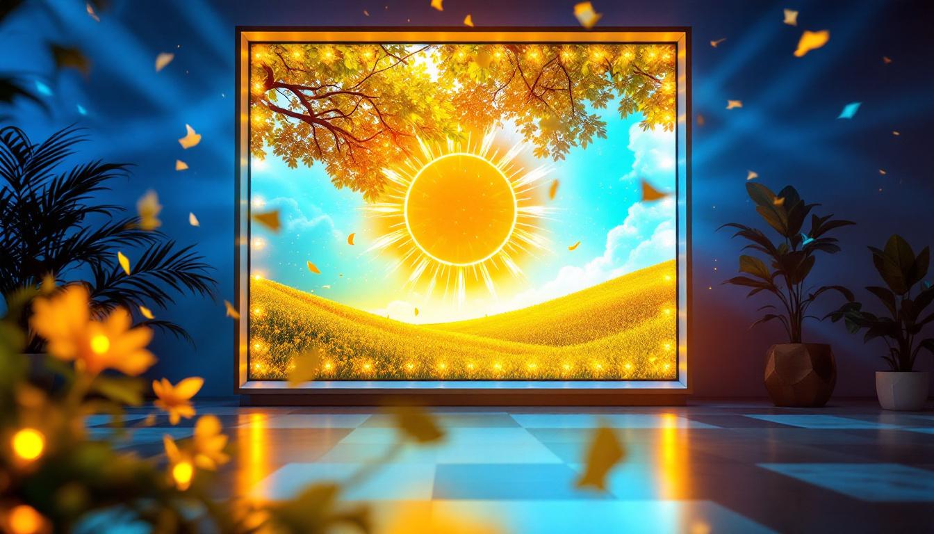 A photograph of a vibrant led display showcasing luminate solar's innovative solar technology