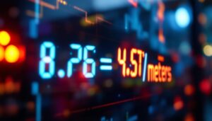 A photograph of capture a photograph of a vibrant led display showcasing the conversion of 8 feet to meters