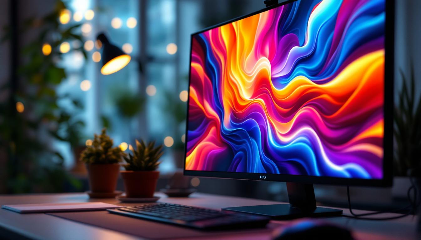 A photograph of a close-up shot of an led monitor displaying vibrant colors and sharp details