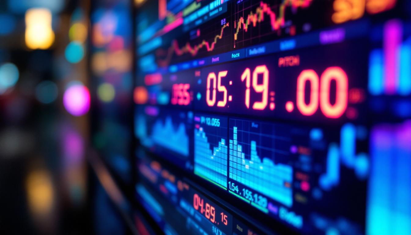 A photograph of capture a photograph of a close-up view of an led display showcasing the pitch set calculator in action