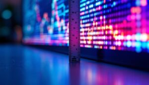 A photograph of a close-up of an led display screen showing a vivid