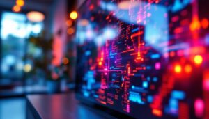 A photograph of a close-up shot of the 24 planer led display in action