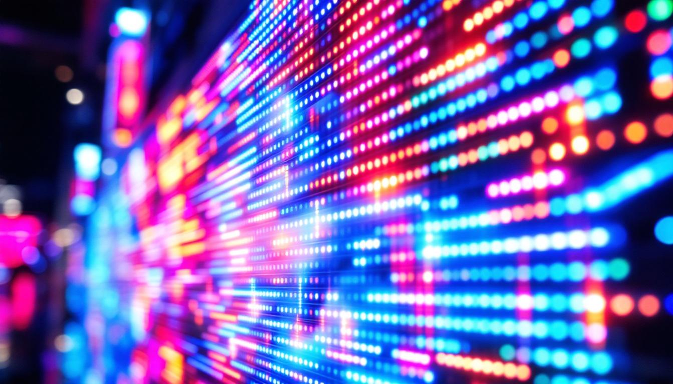 A photograph of a vibrant led display in action