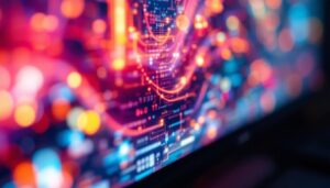 A photograph of a close-up view of a high-resolution led display showcasing vibrant colors and sharp details