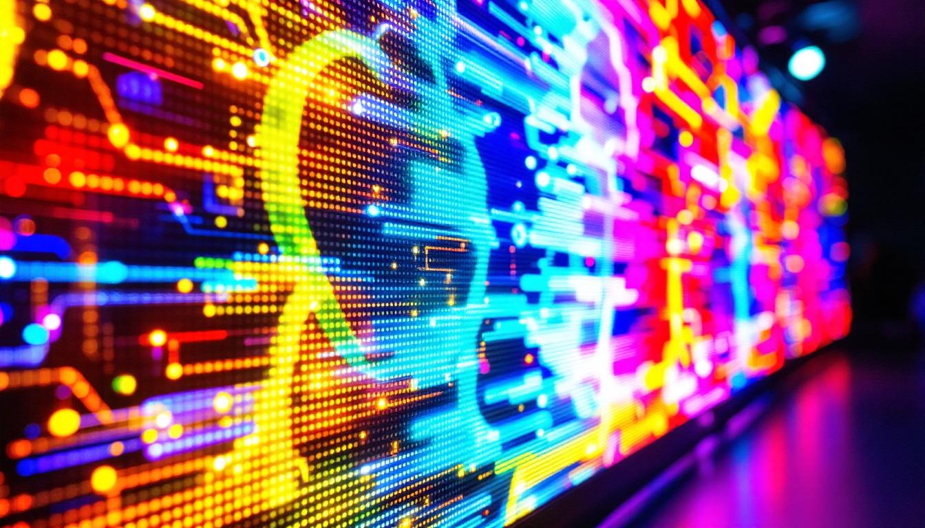 A photograph of a vibrant led display in action