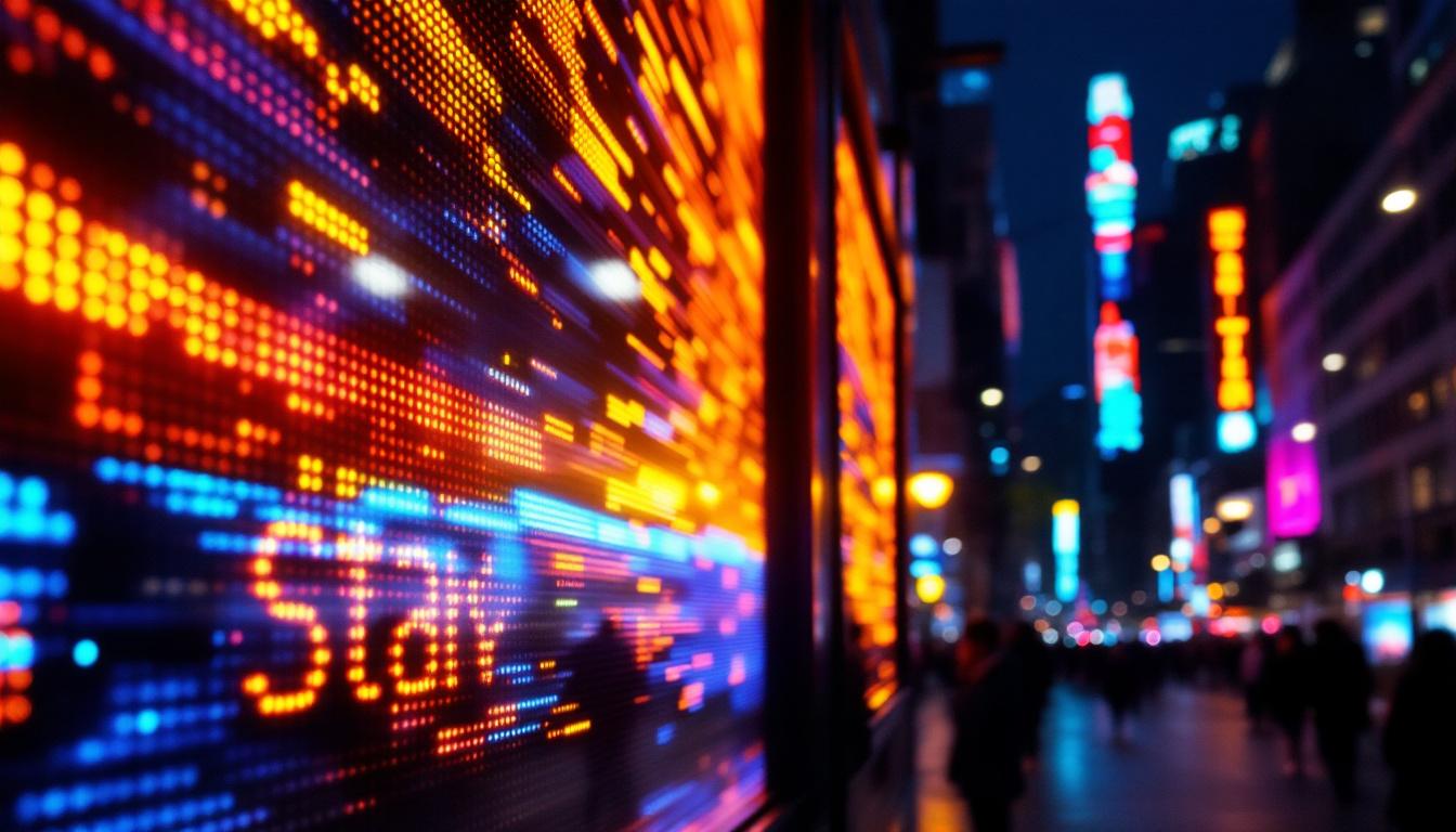 A photograph of a vibrant led display in action