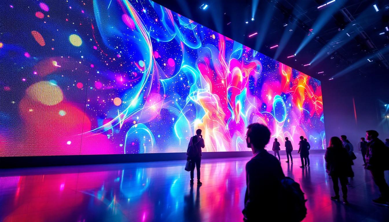 A photograph of a vibrant led display in action