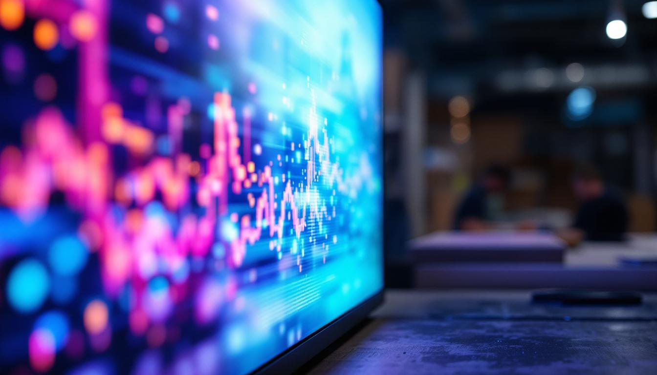 A photograph of a close-up of a high-quality led display being used in a workshop setting