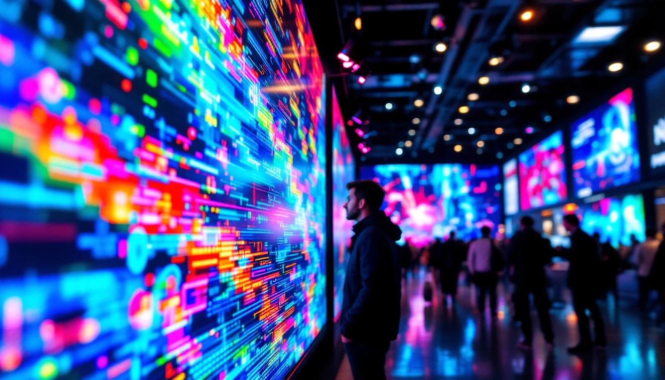 A photograph of a vibrant led display in action