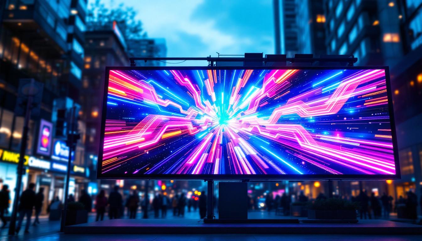 A photograph of a vibrant outdoor led display in action