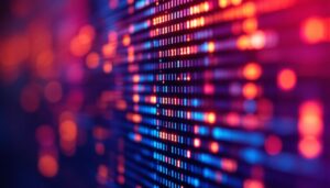 A photograph of a close-up view of an led display