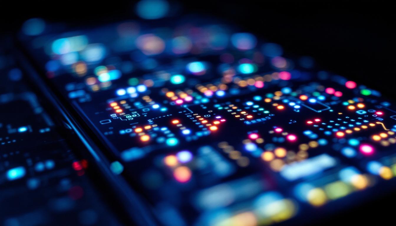 A photograph of capture a photograph of a close-up view of a smartphone's led display illuminated in a dark environment
