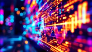 A photograph of a vibrant led display in action