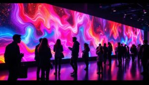 A photograph of a vibrant mintor stand led display in action