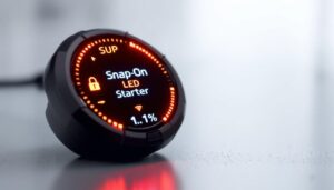 A photograph of capture a photograph of the snap on remote starter switch prominently displayed with its led display illuminated