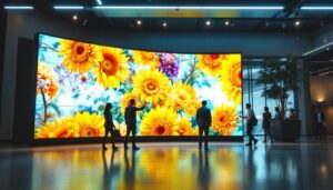 A photograph of a vibrant ultra hd led display in a dynamic setting