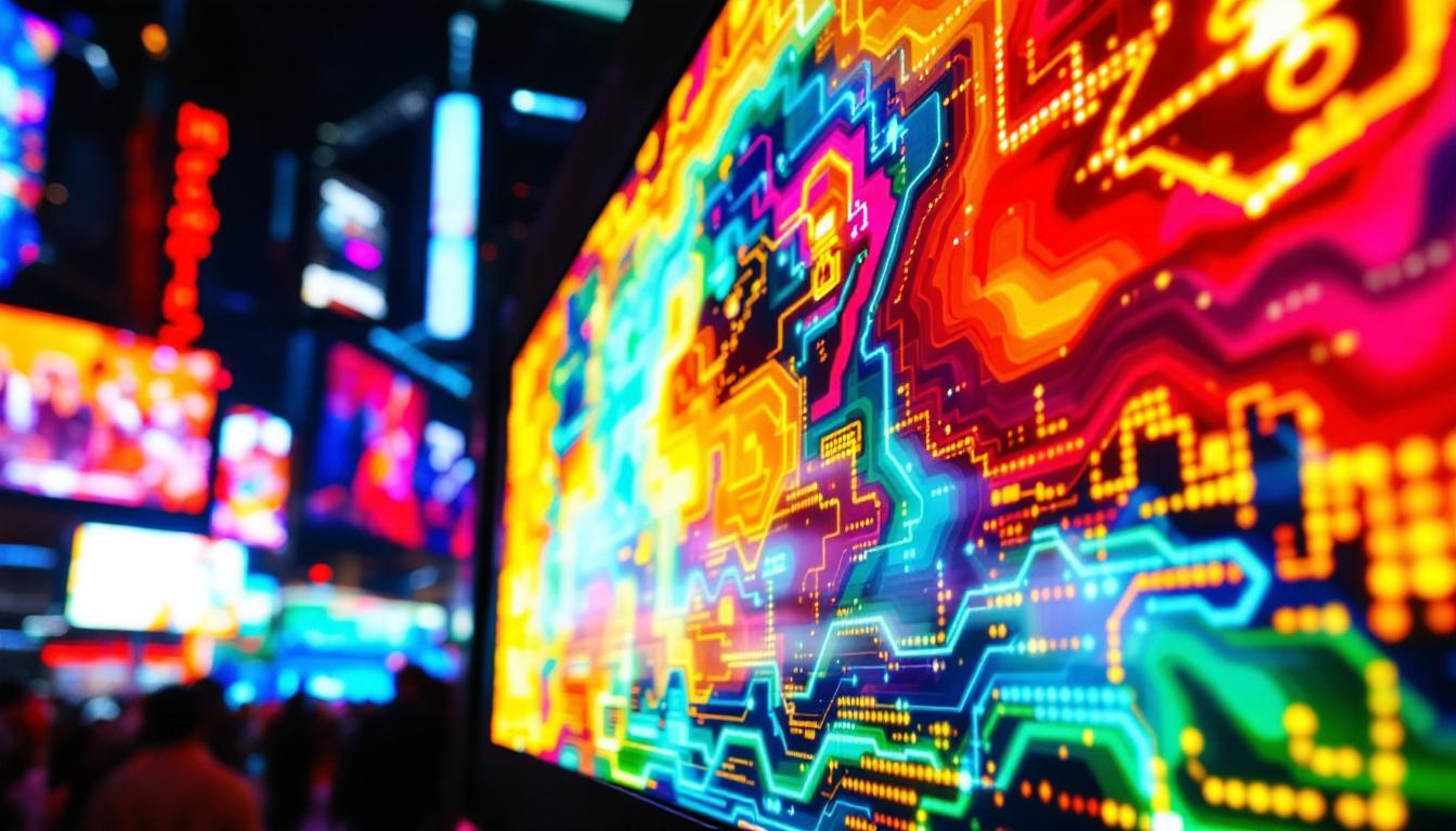 A photograph of a vibrant and dynamic led display in use