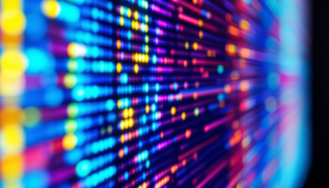 A photograph of a close-up of a vibrant led display in action
