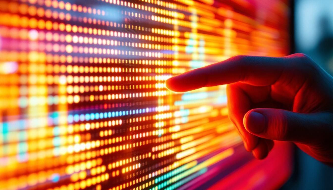 A photograph of a close-up of a vibrant led display showing varying brightness levels