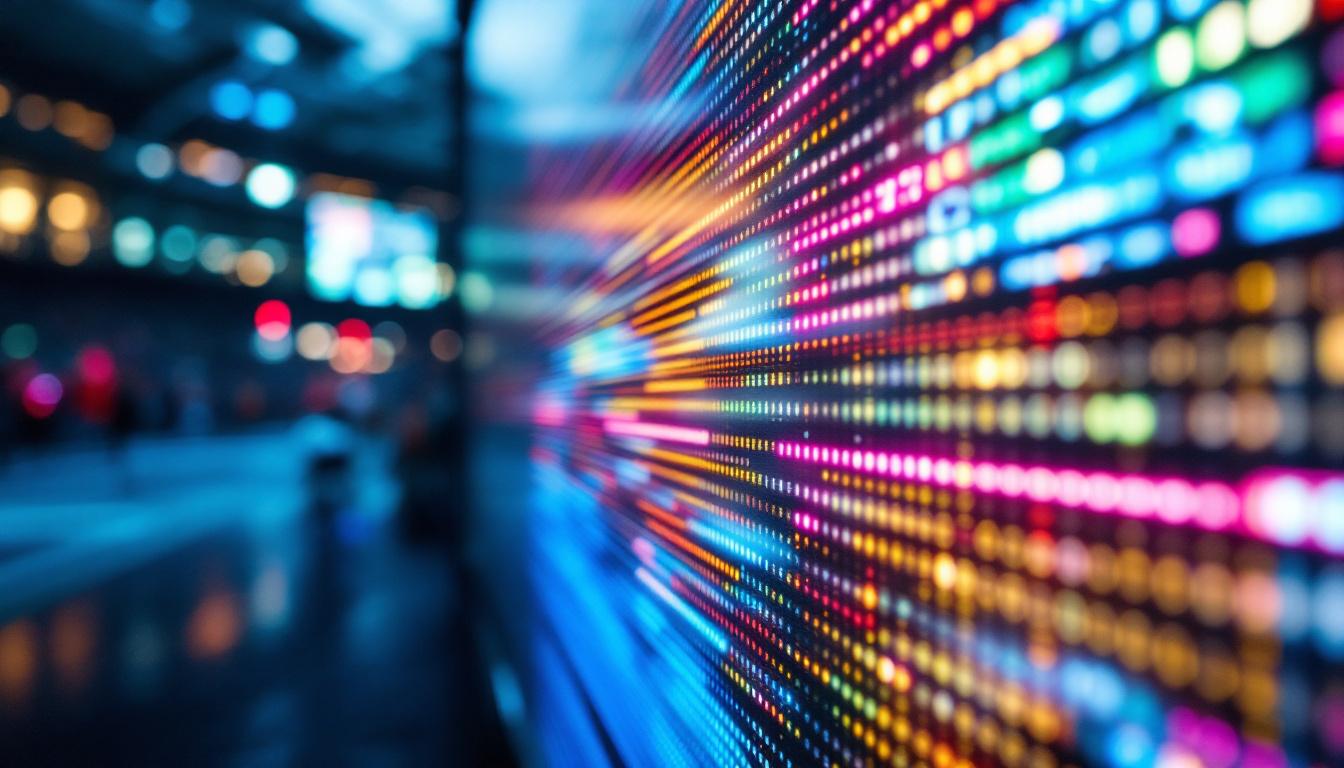 A photograph of a close-up of a pitch communication system's led display in action