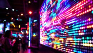 A photograph of a vibrant led display in action