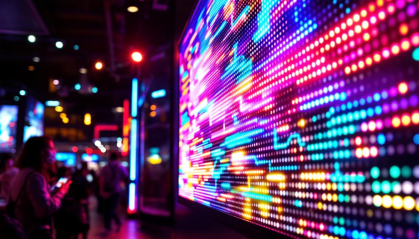 A photograph of a vibrant led display in action