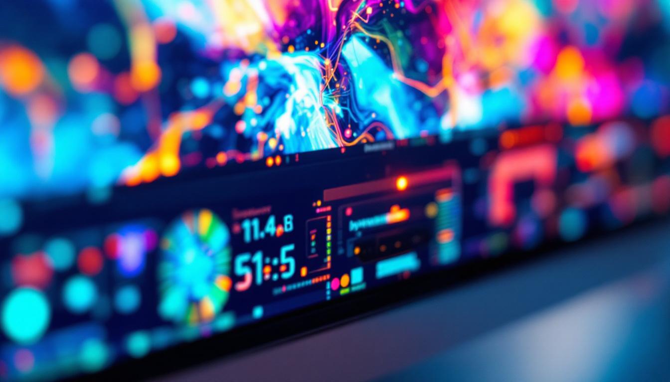 A photograph of a high-resolution led display showcasing vibrant colors and dynamic visuals