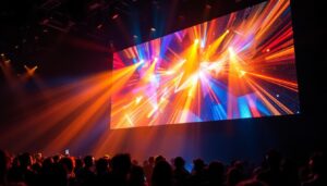 A photograph of capture a photograph of venue 231's vibrant led display in action
