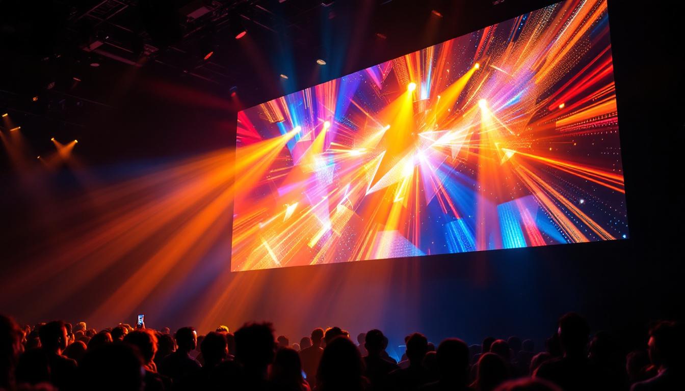 A photograph of capture a photograph of venue 231's vibrant led display in action
