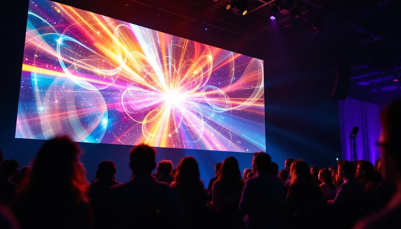 A photograph of a vibrant led video projector in action at an event