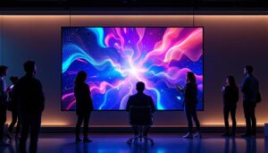 A photograph of a sleek commercial-grade led display in a modern setting