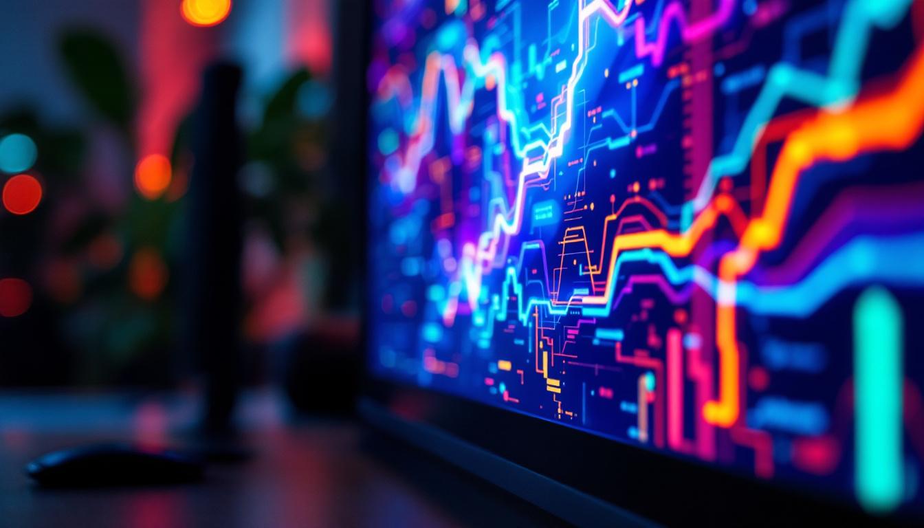 A photograph of a close-up shot of a vibrant aio lcd led display in action