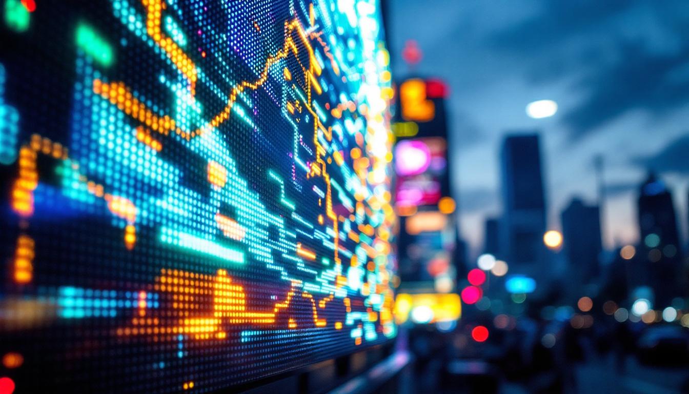 A photograph of a vibrant led display in action