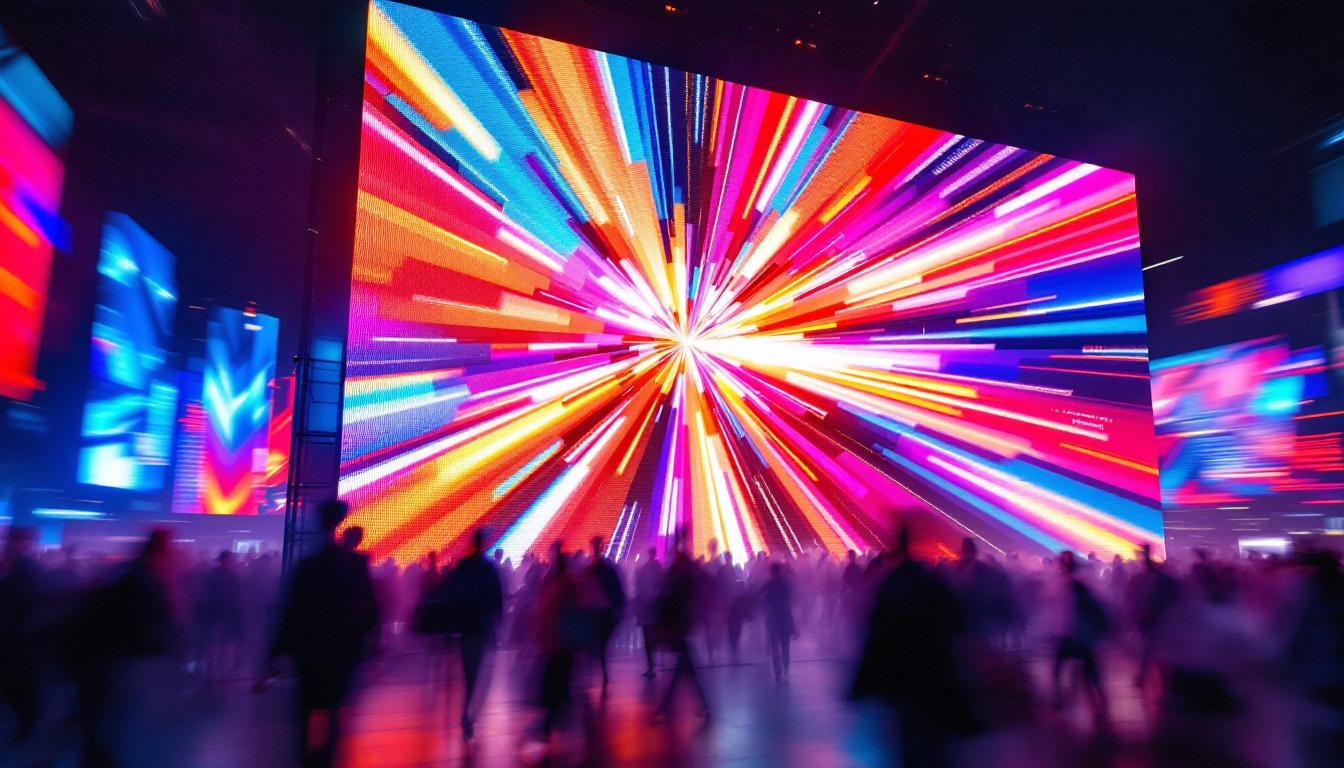 A photograph of a vibrant led display in action