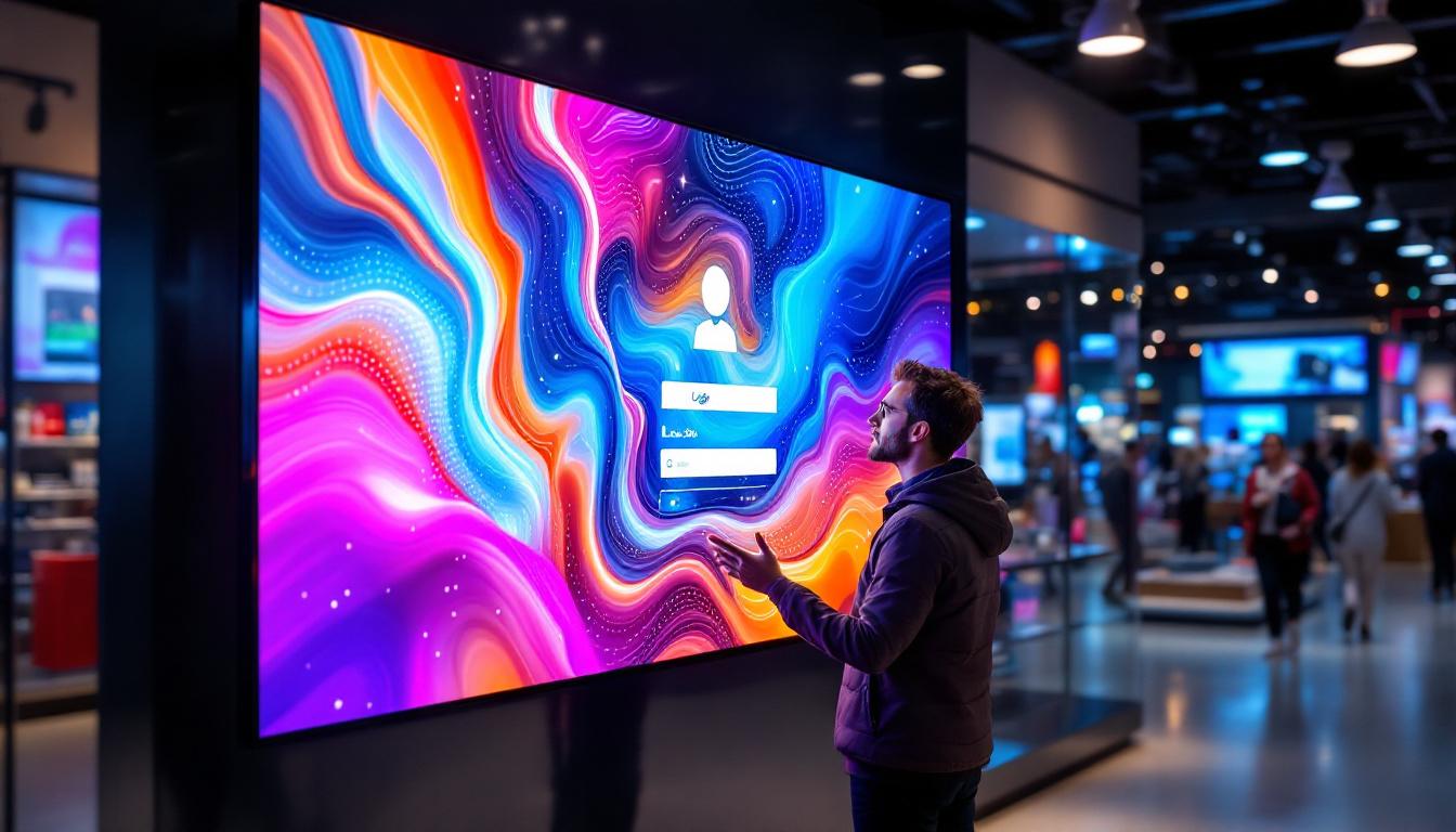 A photograph of a sleek led display in a modern retail environment