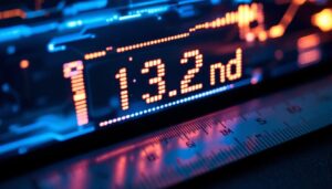 A photograph of a close-up of a high-resolution led display showing a detailed image or text