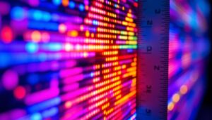 A photograph of a close-up shot of an led display showcasing vibrant colors and detailed graphics