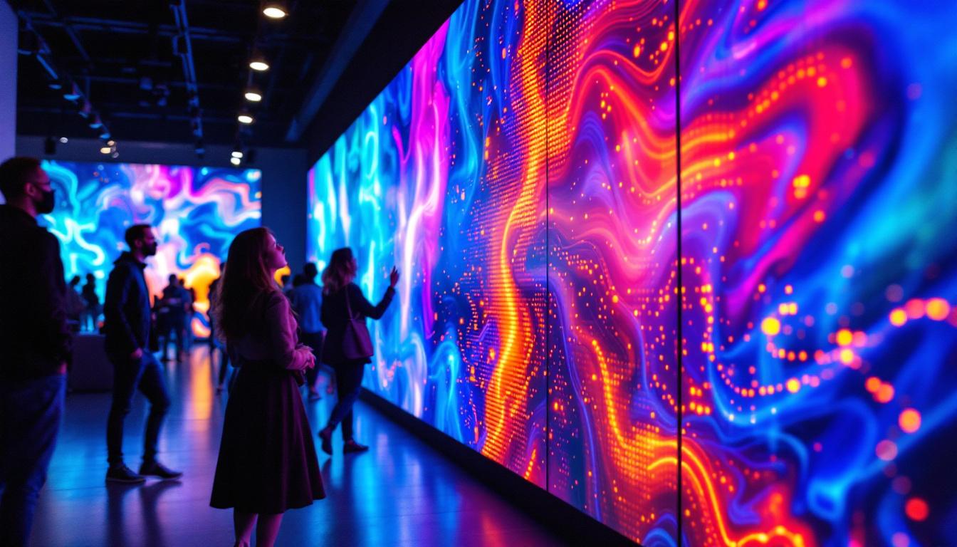 A photograph of a vibrant led wall display in an engaging environment