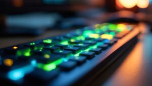 A photograph of a close-up shot of a flat clicker with an illuminated led display