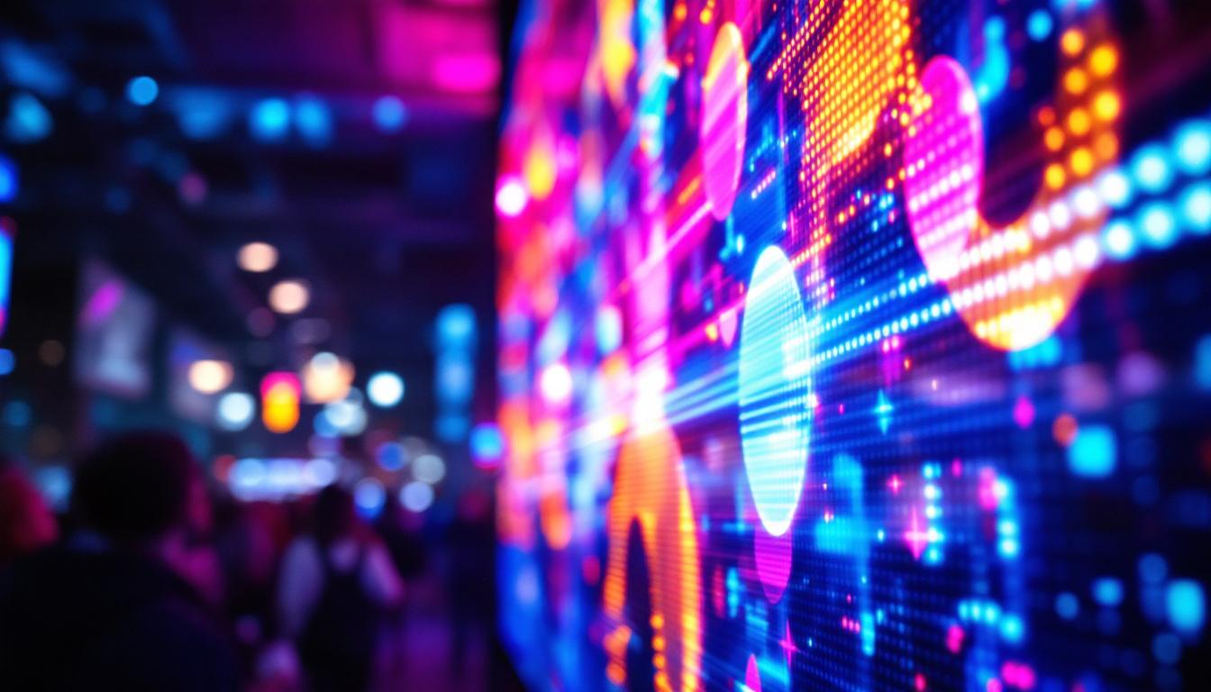 A photograph of a vibrant led display in action