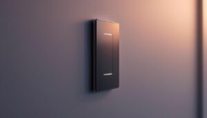 A photograph of capture a photograph of a narrow light switch featuring a clear led display