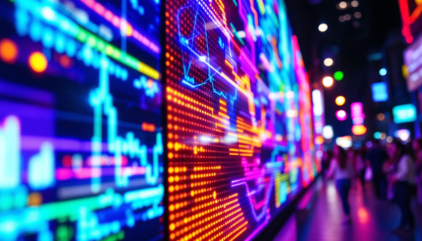 A photograph of a vibrant led display in action