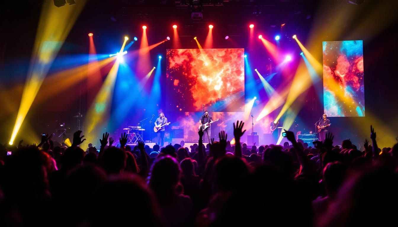 A photograph of a vibrant led display in action at a live event