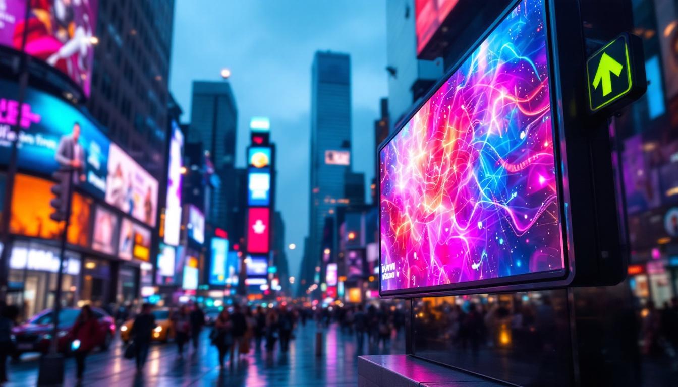 A photograph of a vibrant led display in action