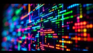 A photograph of a close-up view of an led display screen showing pixelated lines