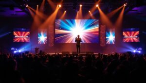 A photograph of a vibrant church service in progress