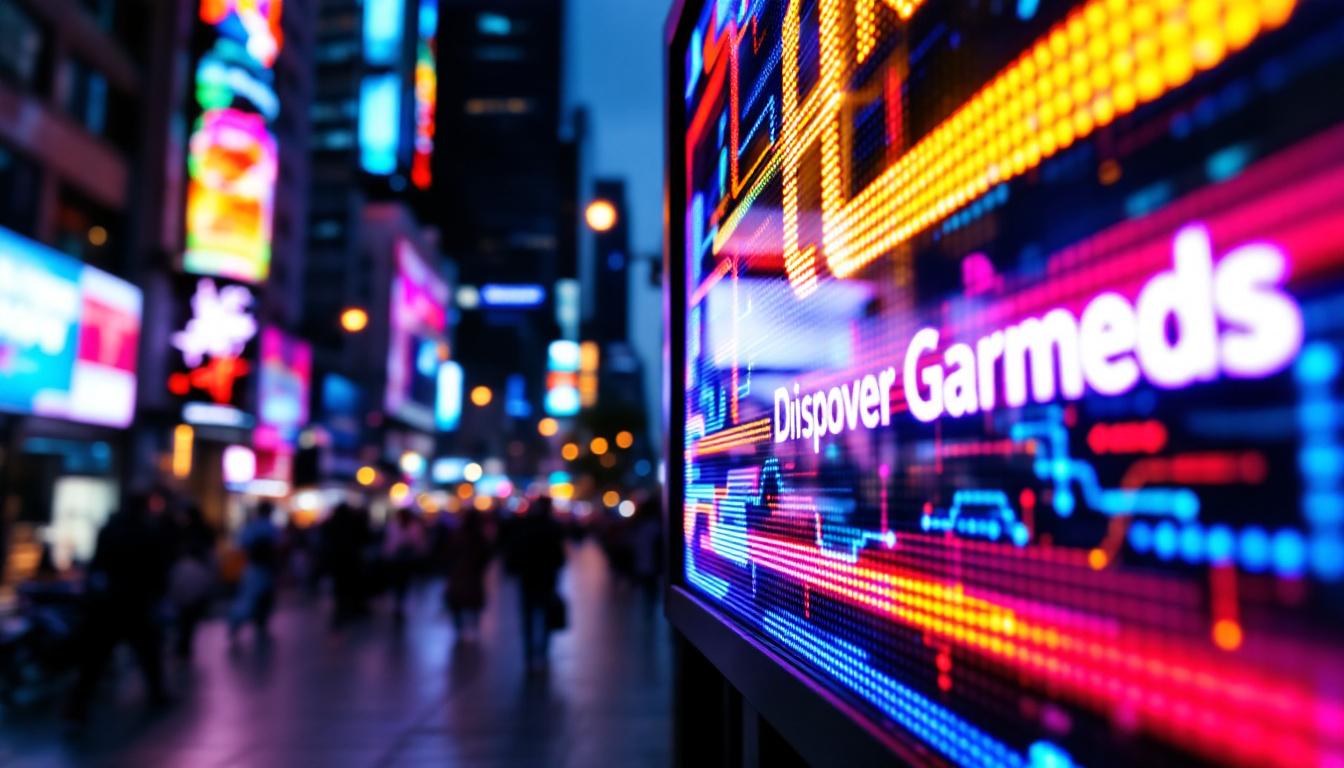 A photograph of a vibrant led display in action