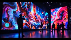 A photograph of a high-quality led display in a vibrant setting