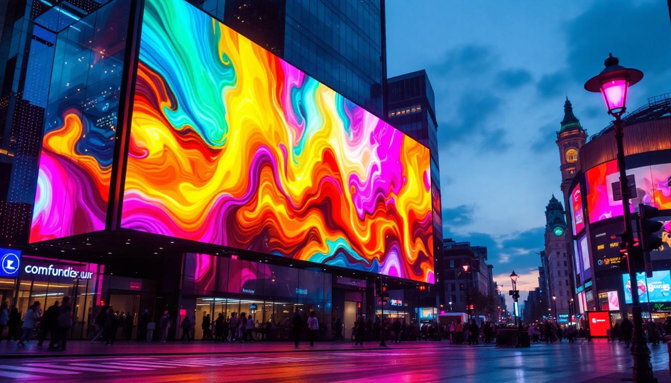 A photograph of a vibrant led display in action